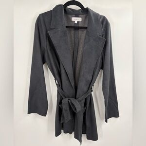 Level 99 Belted Faux Suede Blazer Women’s Size Large Pockets Open Front